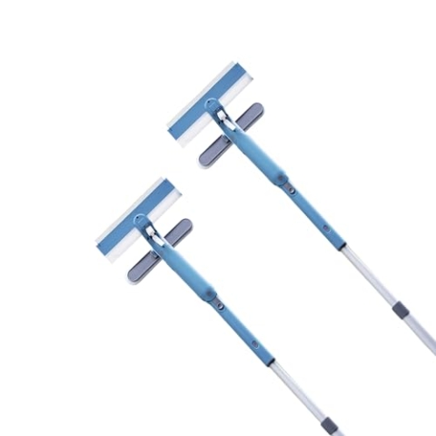 Livington Window Buddy - Doppelpack - Fensterreinigungsgerät - Fensterreiniger mit Teleskopstange - Fensterabzieher - Fensterwischer - Duschabzieher - Solarmodul Reiniger