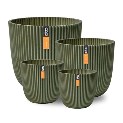 Capi Europe - Geschenkset Blumentopf Kugel Groove 'Made with' Kunstrasen grün - Set L - Blumentöpfe für drinnen und draußen - Hergestellt aus recycelten Materialien