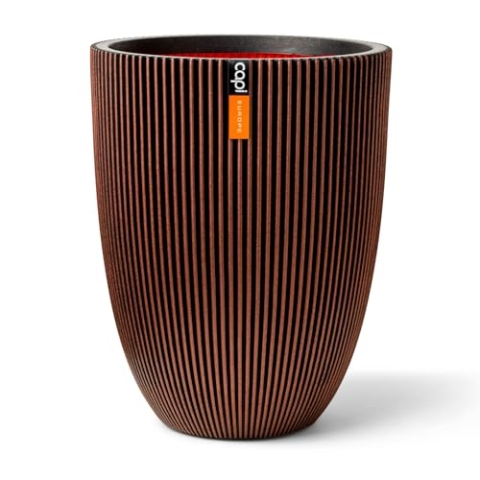 Capi Europe - Gefäß elegant niedrig Groove NL - 34x46 - Kupfer - Öffnung Ø27 - Blumentopf für den Innen- und Außeneinsatz - Bruchsicher - 100% recycelbar - KGVCO782