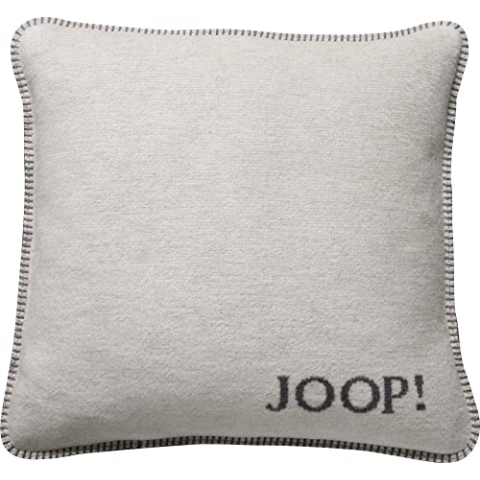 Joop! Kissenhülle Uni Doubleface Ecru-Graphit Baumwolle/Polyacryl, Maße: 50cm x 50cm, 754707