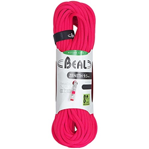 Beal Zenith 9.5mm 60m Pink - Leichtes leistungsorientiertes Kletterseil, 60m, Größe 60 m - Farbe Solid Pink