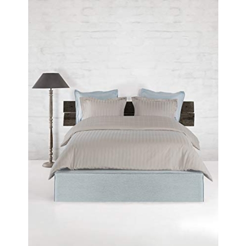 De Witte Lietaer Bettwäsche Zygo Atmosphere Bettbezug + 1 Kissenbezug mit Lenkrad gekämmte Baumwolle Taupe 140 x 220 cm