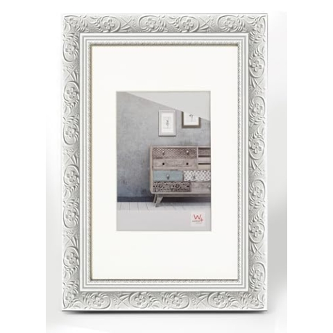 walther design Bilderrahmen weiss 50 x 70 cm Barock CR070W, Weiß