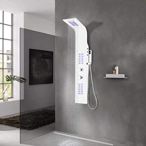 vidaXL Duschpaneel Alu 20x44x130cm Weiß Duscharmatur Regendusche Duschset