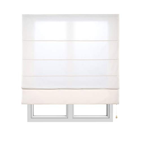 STORESDECO Raffrollo mit Stangen, lichtdurchlässiges Faltrollo für Fenster und Türen | Ekrü, 180 cm x 175 cm