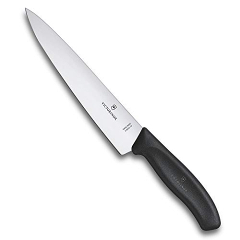 Victorinox SwissClassic, Tranchiermesser, Kochmesser, Gerader Schliff, Extra Scharfe Klinge, Rostfreier Stahl, Swiss Made, 19cm, schwarz