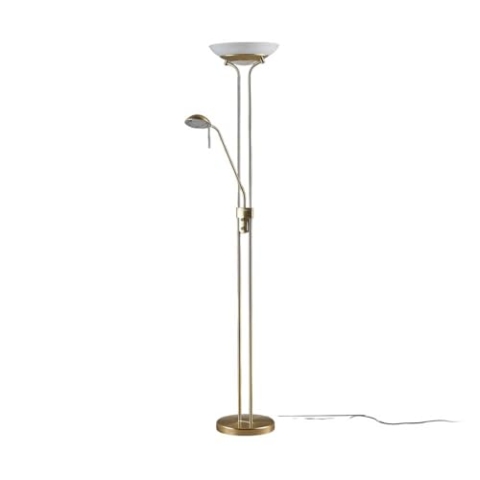 Lindby LED Stehlampe 'Yveta' dimmbar in Gold/Messing aus Glas u.a. für Wohnzimmer & Esszimmer (1 flammig,) - Wohnzimmerlampe, Stehleuchte, Floor Lamp, Deckenfluter, Standleuchte, Wohnzimmerlampe