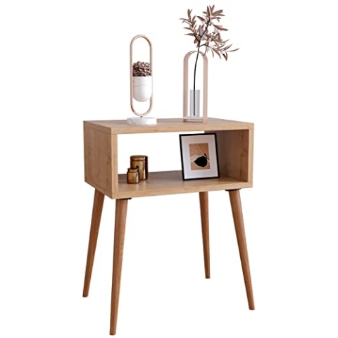 VCM Nachtschrank Beistelltisch Konsole Boxspring Nachttisch Singol M Honig-Eiche