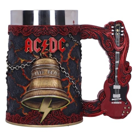 Nemesis Now ACDC Hells Bells Bierkrug, 15,7 cm, Harz, offizielles ACDC-Merchandise, ACDC-Krug, Hells Bells-Bierkrug, Edelstahl-Einsatz, gegossen aus feinstem Harz, fachmännisch handbemalt