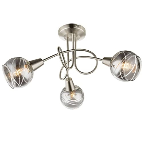 Trango 3-flg. 1010-38L Edelstahl-Optik Deckenleuchte schwenkbar *WOW* inkl. 3x 5Watt LED-Leuchtmittel 3000K warmweiß Spots Deckenlampe mit Design rauchigen Glasschirmen Wohnzimmerlampe, Deckenstrahler