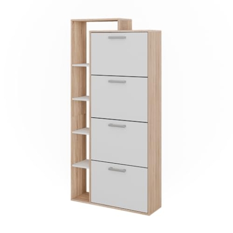 Vicco Schuhkipper Orlando, Schuhregal, Weiß/Sonoma, 80 x 166.1 cm mit 4 Fächern