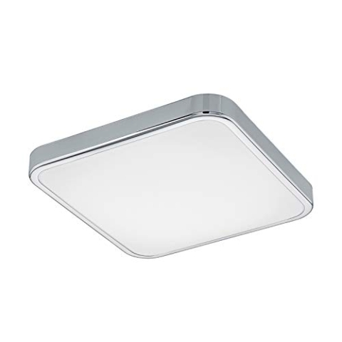 EGLO LED Badezimmer-Deckenlampe Manilva 1, 1 flammige Deckenleuchte, Material: Stahl und Kunststoff, Farbe: Chrom, weiß