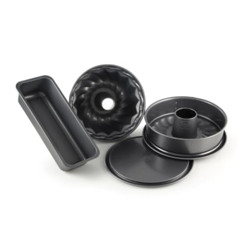 Dr. Oetker 4er Backformen-Set BACK-HARMONIE, Springform (Flach-, Rohrbodeneinsatz), Kastenform und Gugelhupfform, keramisch verstärkter Antihaftbeschichtung, 1 x 4er-Set