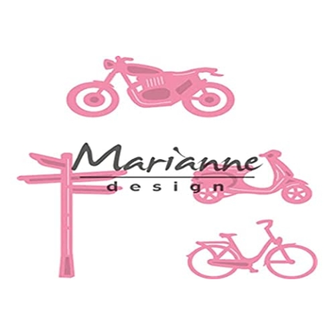 Marianne Design Collectables Dorfdekoration Set Autos, Metal, Pink, 17 x 14 x 0.5 cm