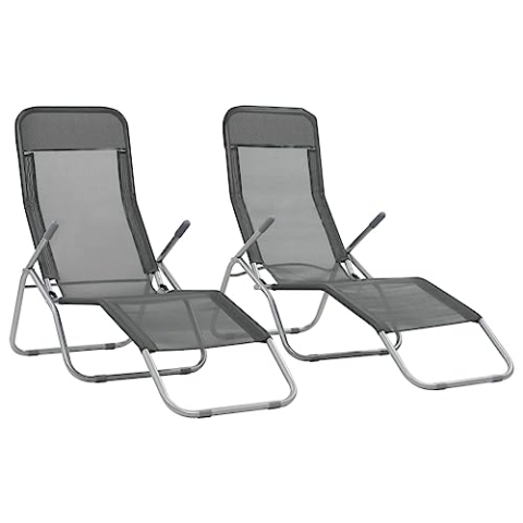 vidaXL 2X Sonnenliege Anthrazit Strandliege Gartenliege Relaxliege Klappstuhl