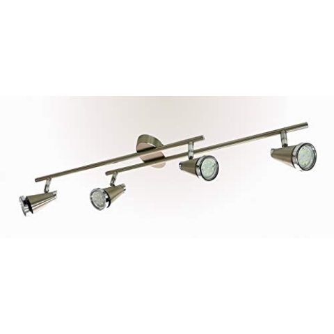 Trango 4-flammig LED Deckenleuchte 2992-42SD in Nickel matt incl. 4x 5 W 3-Stufen dimmbaren LED Leuchtmittel - Bad Lampe I Deckenlampe I Deckenstrahler I Deckenspots I Wohnzimmer Lampe schwenkbar