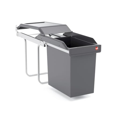 Hailo Einbau-Abfallsammler 20 Liter | Für Schrankbreite ab 30 cm | Platzsparender Einbaumülleimer für Küchenschränke | Einfache Schrankmontage | Effiziente Mülltrennung