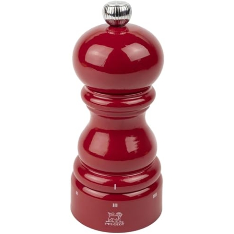 PEUGEOT - Salzmühle Paris u‘Select 12 cm - 6 voreingestellte Mahlgrade - Aus PEFC-zertifiziertem Holz - Passionsrot lackiert