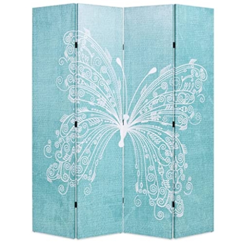 vidaXL Raumteiler klappbar 160x170cm Schmetterling Blau Paravent Trennwand