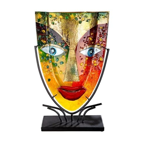 GILDE GlasArt Dekovase - Face Blue Eye Glas - Deko Wohnzimmer - Höhe 47 cm, 39874, Mehrfarbig