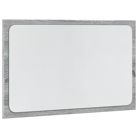 vidaXL Badspiegel, Badezimmerspiegel mit LED-Beleuchtung, Wandspiegel für Badezimmer, Spiegel Badmöbel, Grau Sonoma Holzwerkstoff Glas