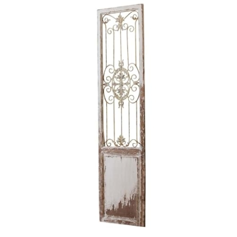 Loberon Deko-Paneel Versailles, Shabby-Charme, Geschmiedete Ornamente, Vintage-Look, in Handarbeit Gefertigt, Wanddekoration, Kiefernholz, Eisen, antikweiß