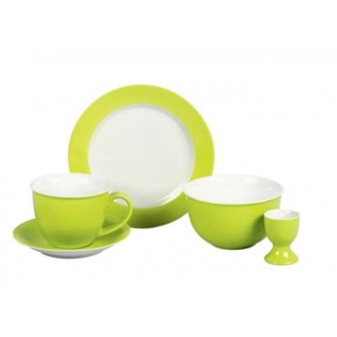 Ritzenhoff & Breker Doppio Müslischalen ø 14 cm, 6er Set, Schalen mit farbiger Außenseite, Buntes Mix-und-Match-Geschirr, Porzellan, Grün