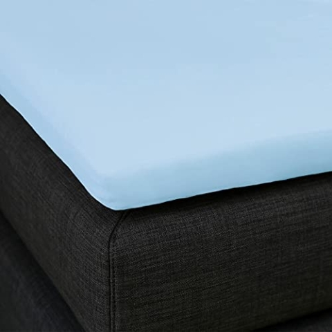 Formesse – Bella Gracia La Piccola Jersey Spannbettlaken für Topper bis 12cm Höhe - 160x190-200 cm - 97% Baumwoll-Kompaktgarn, 3% Elastan/Spannbetttuch aus Deutschland – Farbe Hellblau