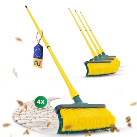 Novaliv Krallenbesen Set 40 cm Holz mit Teleskopstiel Hofbesen Allzweckbesen Kehrbesen Terrassenbesen Besen mit Stiel (4, 40 cm Besen mit Stiel)