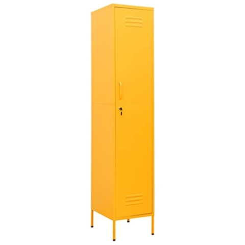 vidaXL Schließfachschrank mit 4 Einlegeböden Umkleideschrank Stahlschrank Lagerschrank Metallschrank Aktenschrank Schrank Senfgelb 35x46x180cm Stahl