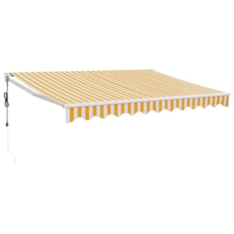 vidaXL Markise, Sonnenmarkise mit Kurbel Automatisch, Gelenkarmmarkise für Terrasse Balkon, Sonnenschutz Terrassenmarkise Balkonmarkise, Gelb Weiß 3x2,5m