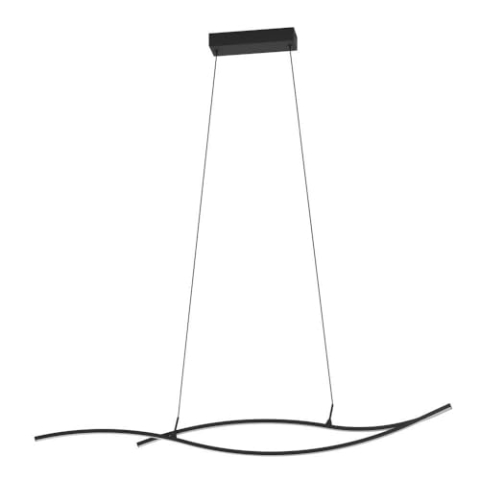 EGLO LED Hängelampe Grisolia, Pendelleuchte über Esstisch, geschwungene Esszimmerlampe, Wohnzimmerlampe aus Metall und Kunststoff in Schwarz, warmweiß, 140 cm