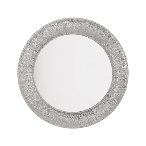 Beliani Stilvoller Spiegel rund Metall 80 x 80 cm silbern Channay