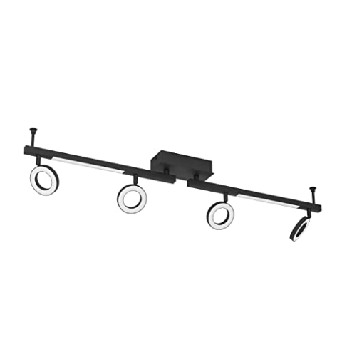 EGLO LED Deckenstrahler Cardillio 2, 4-flammige Deckenlampe mit schwenkbaren Spots, Deckenleuchte aus Kunststoff und Metall in schwarz, Deckenspot warmweiß