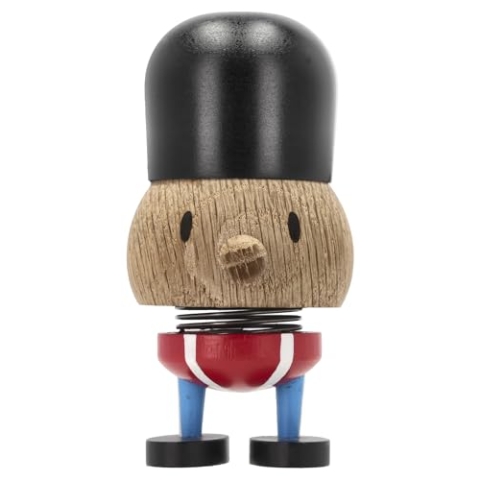 Hoptimist Dänischer Gardeoffizier, Dänemark Deko, Kleine Holzfigur und Wackelfigur für Dänemark Fans, Dänische Deko aus Eichenholz, Höhe 9,6 cm, Durchm. 4,8 cm