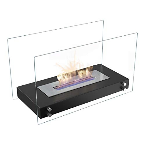 KRATKI Biokamin Hotel | Ethanolkamin 700 x 334 mm | 0,50 L Behälter | Schwarz | freistehender Dekorativ-Tischkamin | Ideal für Zuhause, Restaurant oder Terrasse | TÜV - Rheinland geprüft