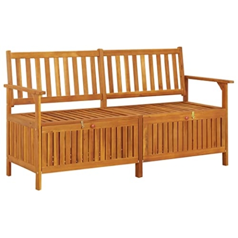 vidaXL Truhenbank Holzbank Sitzbank Holztruhe Bank Aufbewahrung Sitztruhe Massivholzbank Stauraum Gartenbank 148cm Massivholz Akazie