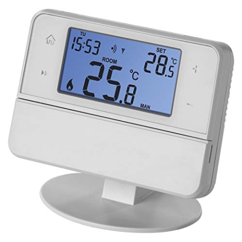 Emos Funk-Raumthermostat mit OpenTherm-Unterstützung, programmierbar, für Heizungsanlagen - Sender+Empfänger - Raumtemperaturregler - Aufputzmontage, 126 x 84 mm, Weiß