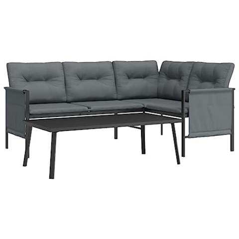 vidaXL Garten Lounge Set 2-TLG., Gartenmöbel Set mit Kissen, Sitzgruppe für Garten Terrasse, Sofa Garnitur Loungemöbel, Anthrazit Stahl