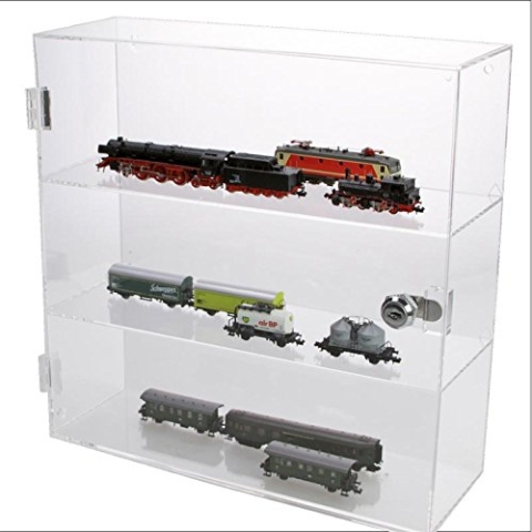 Safe 5247 Acryl-Vitrine 2 Feste Fachböden, 3 Fächer mit jeweils B 315 x H 100 x T 105 mm, Flügeltüre, Schloss