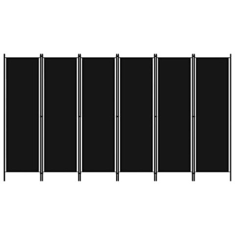 vidaXL Raumteiler Klappbar Freistehend Trennwand Paravent Umkleide Sichtschutz Spanische Wand Raumtrenner 6-TLG. Schwarz 300x180cm Eisen Stoff