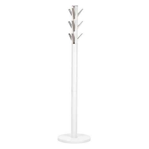 Umbra Flapper Garderobenständer – Kleiderständer mit 9 herunterklappbaren Haken für Flur und Büro, Holz, Weiss, 57.2 x 57.2 x 165.1 cm, Weiß