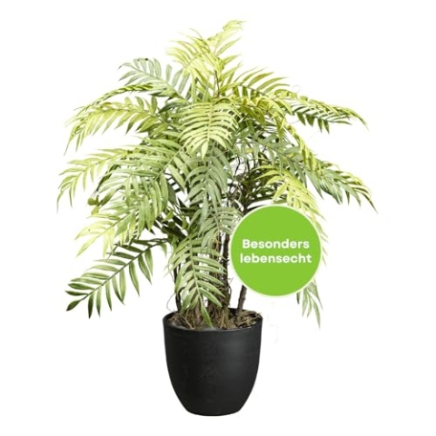 CREATIV green künstlicher Farn-Busch 60cm I Deko Pflanze mit naturgetreuen Blättern & Steinen I künstlicher Farn wie echt im Kunststoff-Topf I Deko Pflanzen künstlich ideal als Indoor Dekoration