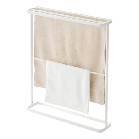 Yamazaki 7465 Tower Handtuchhalter, weiß, Stahl, minimalistisch, 65 x 15 x 75 cm