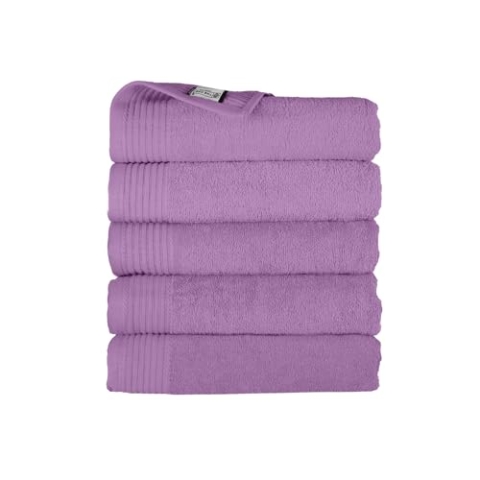 THE ONE TOWELLING Classic Handtücher - 70 x 140 cm - 5 Stück - Sparpack - Hohe Feuchtigkeitsaufnahme - 100% gekämmte Baumwolle - Violett