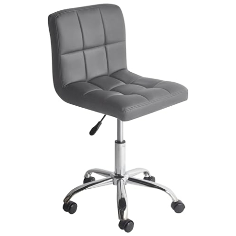 Beliani Arbeitsstuhl Arbeitshocker Hocker mit Rollen grau Polyester Marion