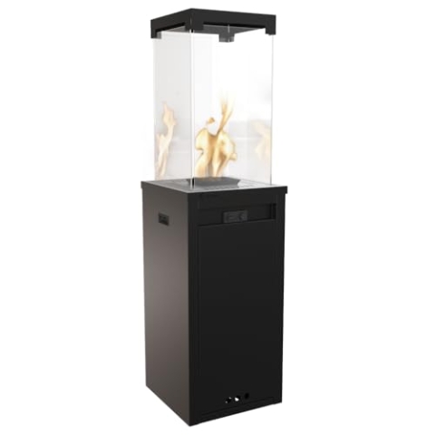 KRATKI Patio Light Tragbarer Gas-Heizer, 8,2 kW, mit Propan betrieben, effiziente Heizung für den Außenbereich, echte Feuerstelle ohne Rauch, einfache Steuerung, Schwarz, tragbare Feuerstelle mit