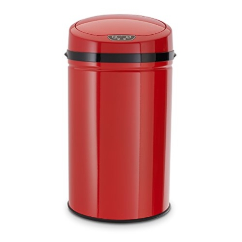 Echtwerk Büro-/Bad-/Kosmetikabfalleimer, Mülleimer mit Sensor, Touchless Abfalleimer, elektrischer Müllbehälter, Infrarot Bewegungssensor, Korpus aus Edelstahl, Fassungsvermögen 9 Liter, INOX RED