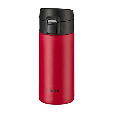 Tiger Thermosflasche MKA-K036RK Tiger Wasserflasche, 360.8 ml (360 ml), One-Touch, leichte Edelstahlflasche, vakuumisoliert, Warm- und Kältehaltung, Rot