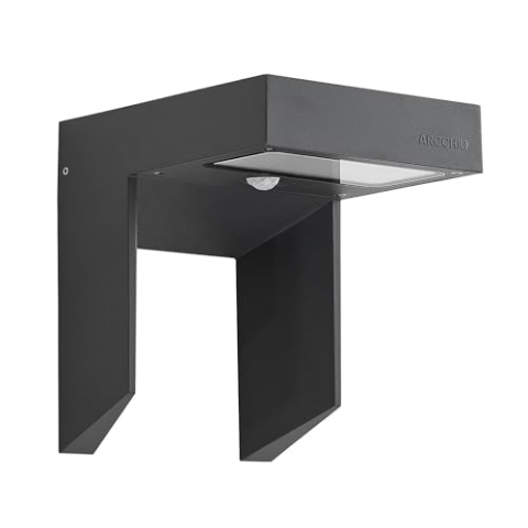 Arcchio LED Wandleuchte außen Dynorma mit Bewegungsmelder (spritzwassergeschützt (Design, Modern) in Schwarz aus Aluminium (1 flammig) - Wandlampe für Außenwand/Hauswand Haus Terrasse und Balkon